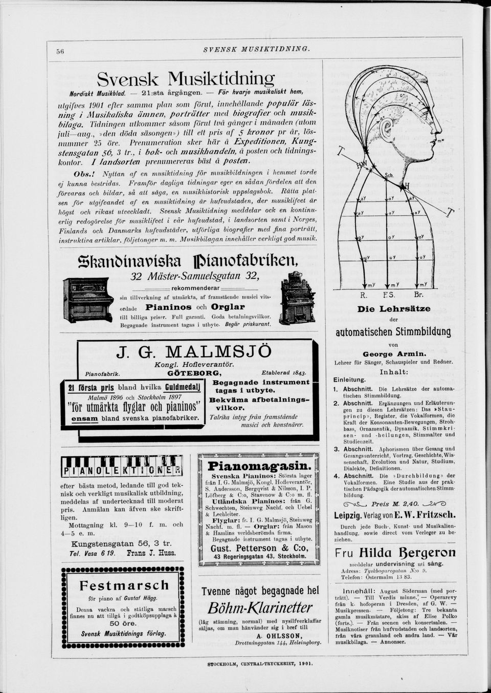 Tidningen utkommer såsom förut två gånger i måna den (utom juli ang.,»den döda säsongen») till ett pris af S kronor pr år, lös nummer 2.5 öre.