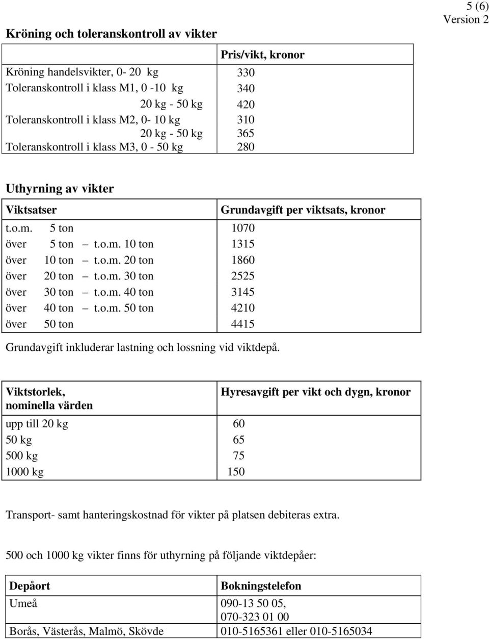 o.m. 40 ton 3145 över 40 ton t.o.m. 50 ton 4210 över 50 ton 4415 Grundavgift inkluderar lastning och lossning vid viktdepå.