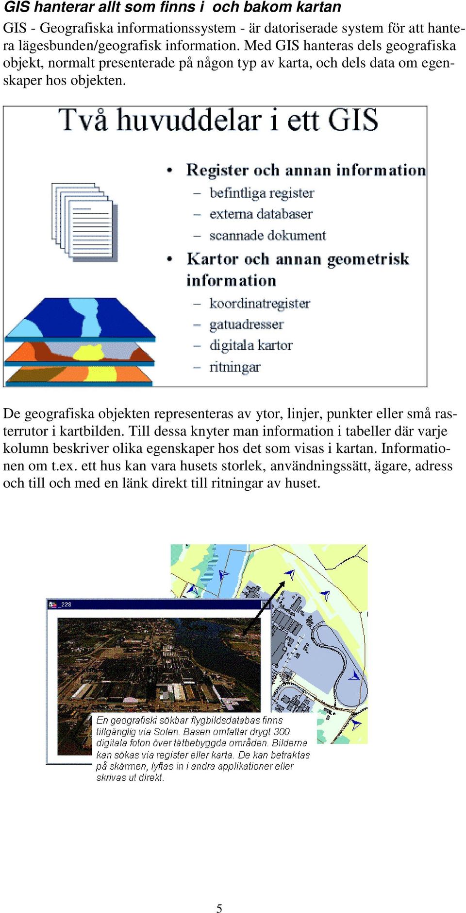 De geografiska objekten representeras av ytor, linjer, punkter eller små rasterrutor i kartbilden.