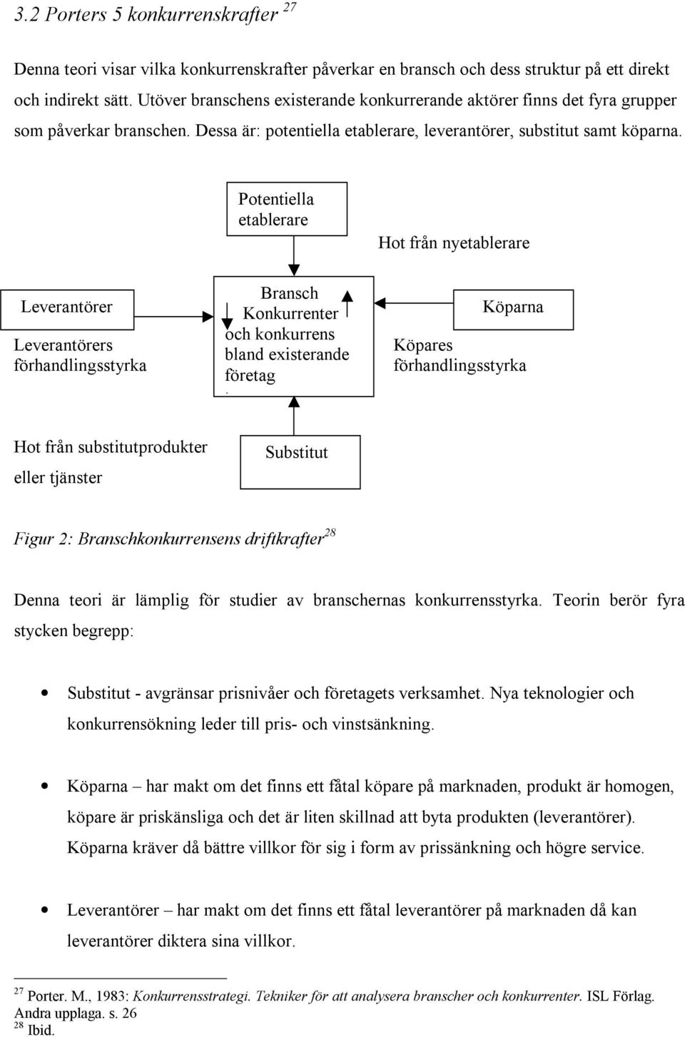 Potentiella etablerare Hot från nyetablerare Leverantörer Leverantörers förhandlingsstyrka Bransch Konkurrenter och konkurrens bland existerande företag Köparna Köpares förhandlingsstyrka Hot från