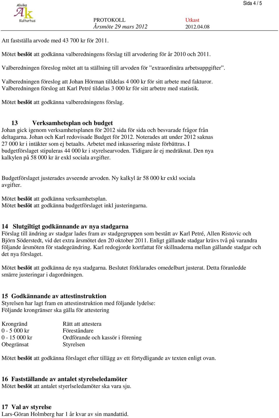 Valberedningen förslog att Karl Petré tildelas 3 000 kr för sitt arbetre med statistik. Mötet beslöt att godkänna valberedningens förslag.