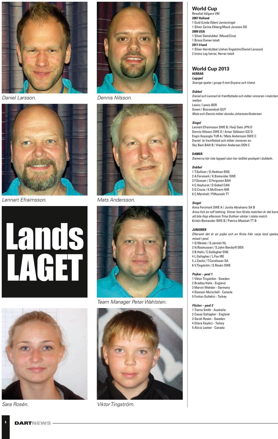 Dubbel Daniel och Lennart är framflyttade och möter vinnaren i matchen mellan: Lewis / Lewis-BER Green / Bissoondyal-GUY Mats och Dennis möter danska Johansen/Andersen Singel Lennart Efraimsson SWE B