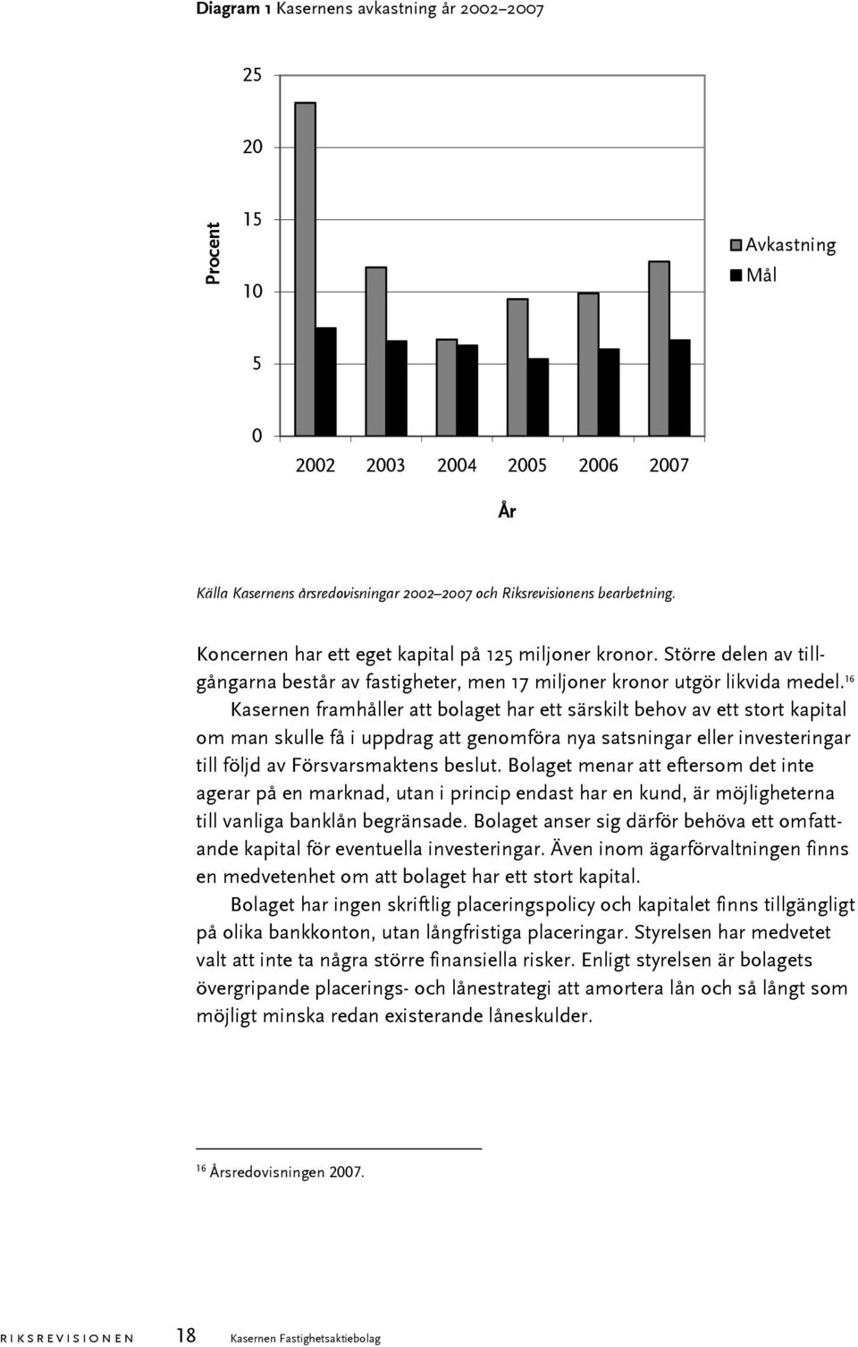 16 Kasernen framhåller att bolaget har ett särskilt behov av ett stort kapital om man skulle få i uppdrag att genomföra nya satsningar eller investeringar till följd av Försvarsmaktens beslut.