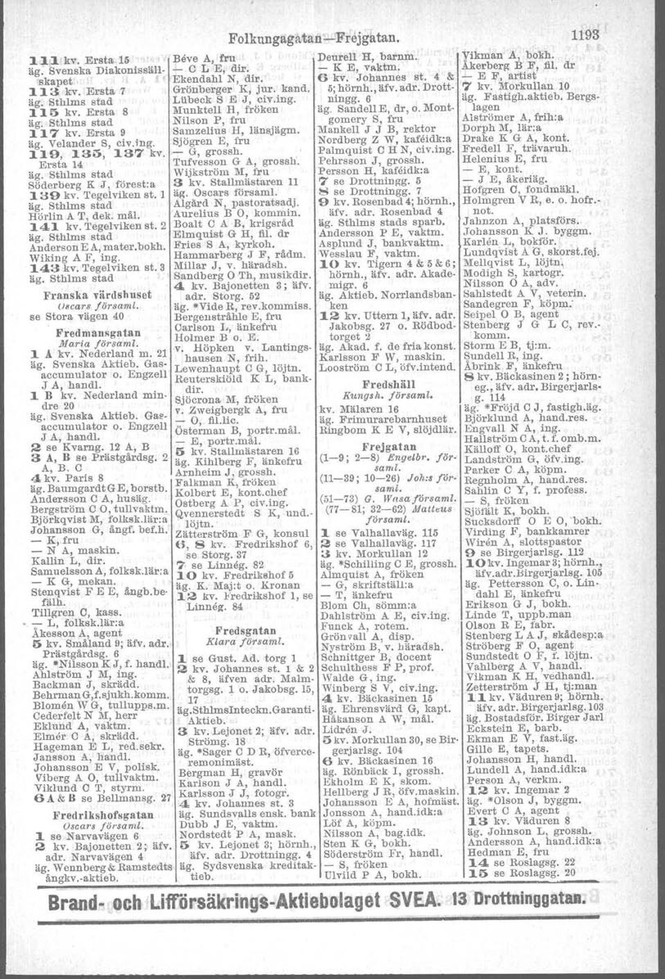 örsaml. se Stora vägen 40 Fredrnansgatan Maria ror eamt, 1 A kv. Nederland m. 21 äg. Svenska Aktieb. Gasaccumulator o. Engzell J A, handl. 1. B kv, Neder1and mindre 20 äg. Svenska Aktieb. Gasaccumulator o. Engzell J A,.handl, 2 se Kvarng.