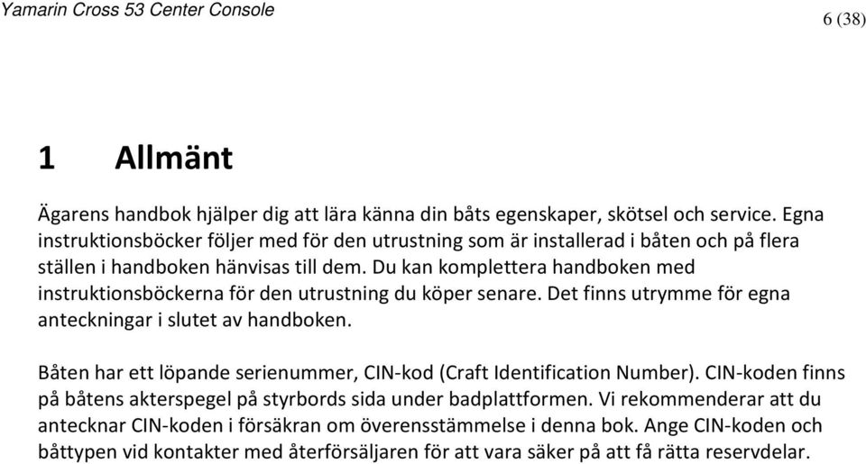 Du kan komplettera handboken med instruktionsböckerna för den utrustning du köper senare. Det finns utrymme för egna anteckningar i slutet av handboken.