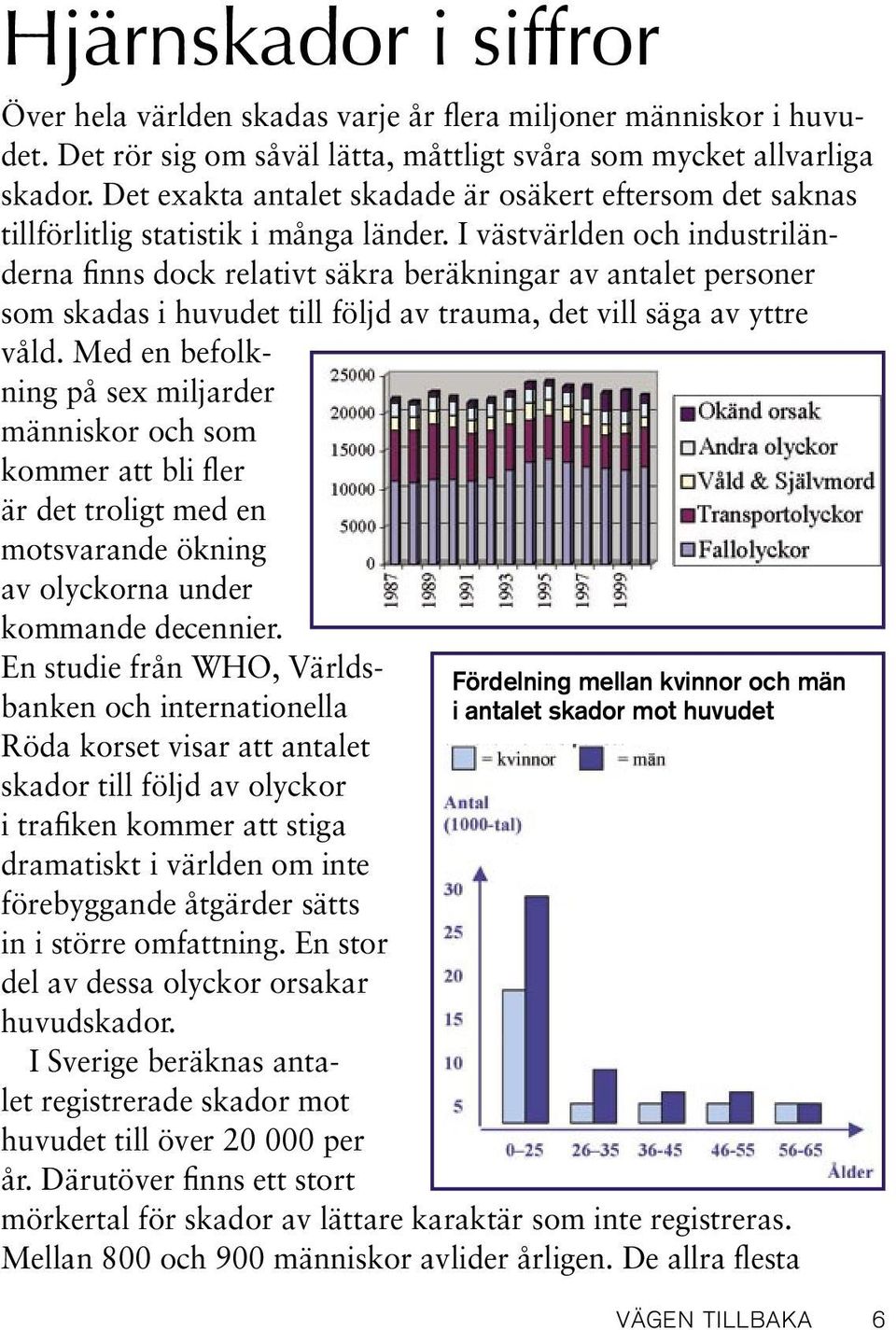 I västvärlden och industriländerna finns dock relativt säkra beräkningar av antalet personer som skadas i huvudet till följd av trauma, det vill säga av yttre våld.