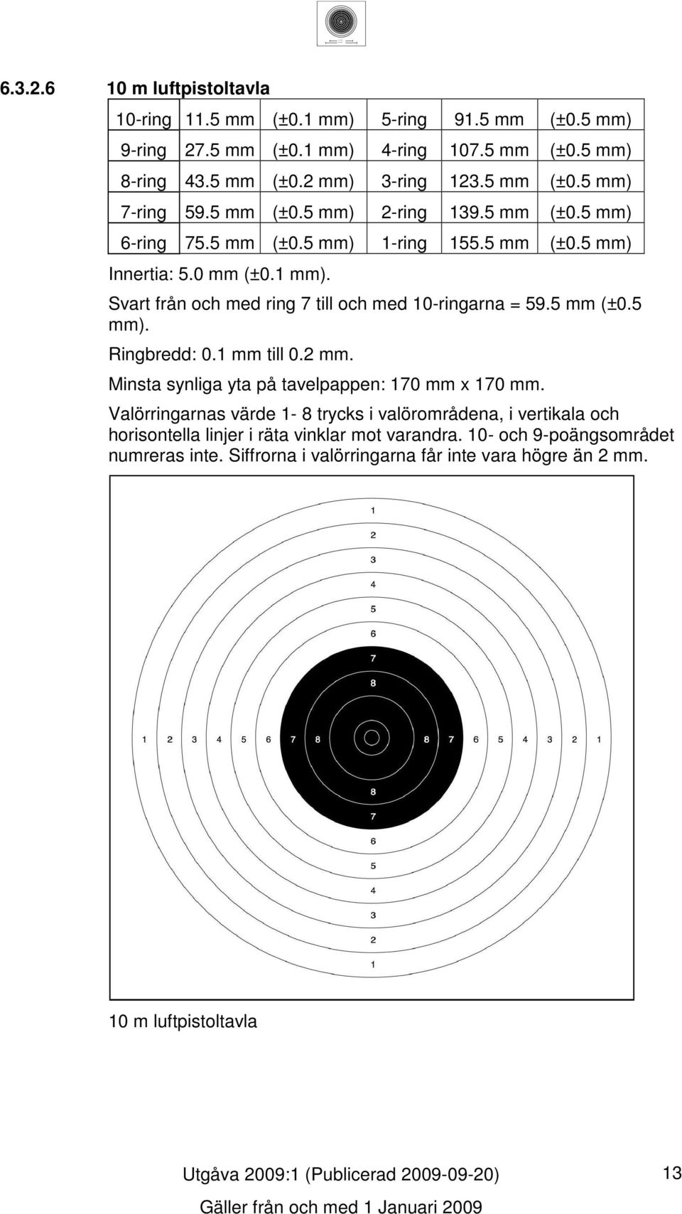 Valörringarnas värde - trycks i valörområdena, i vertikala och horisontella linjer i räta vinklar mot varandra. 0- och 9-poängsområdet numreras inte.