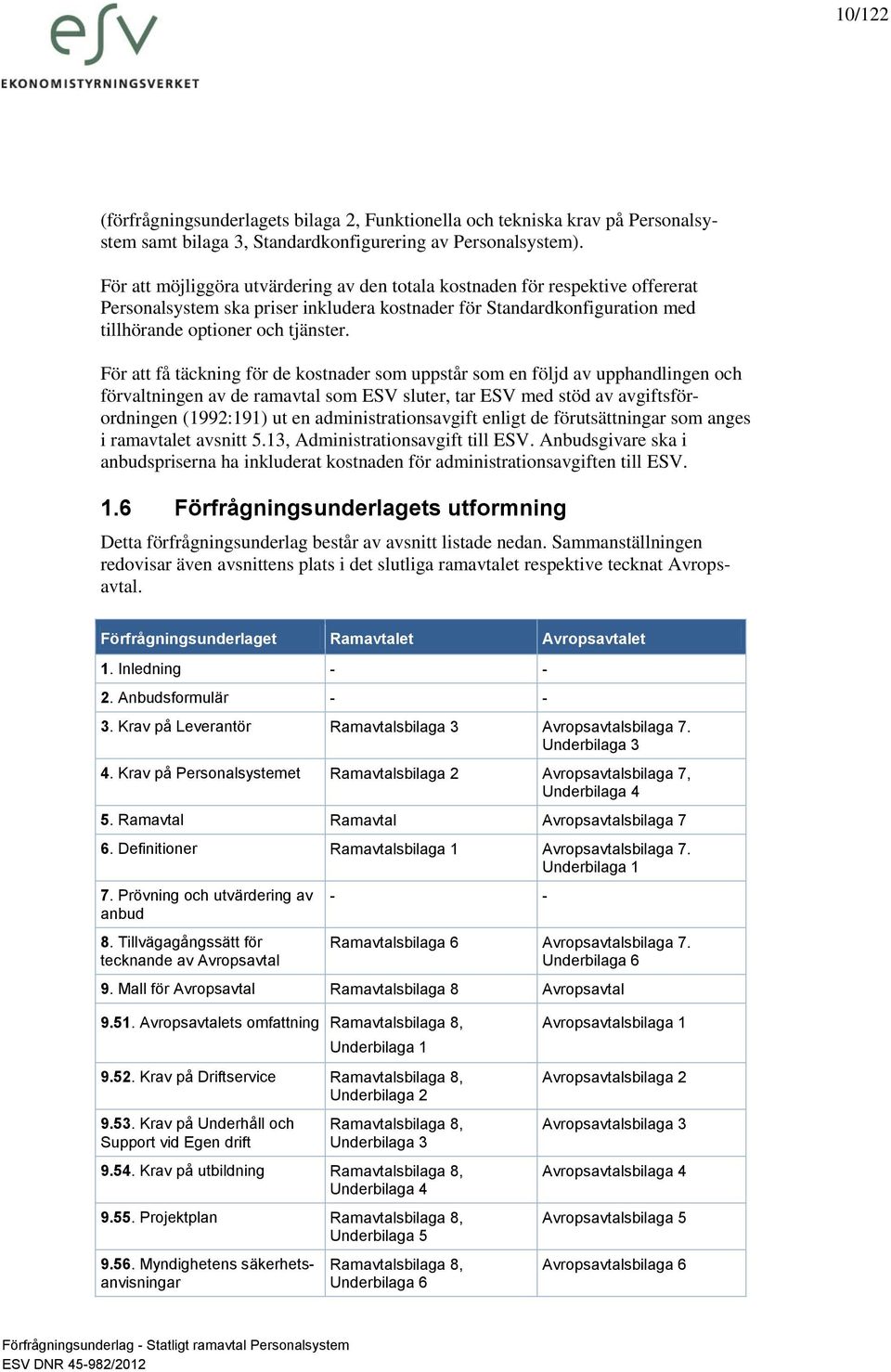 För att få täckning för de kostnader som uppstår som en följd av upphandlingen och förvaltningen av de ramavtal som ESV sluter, tar ESV med stöd av avgiftsförordningen (1992:191) ut en