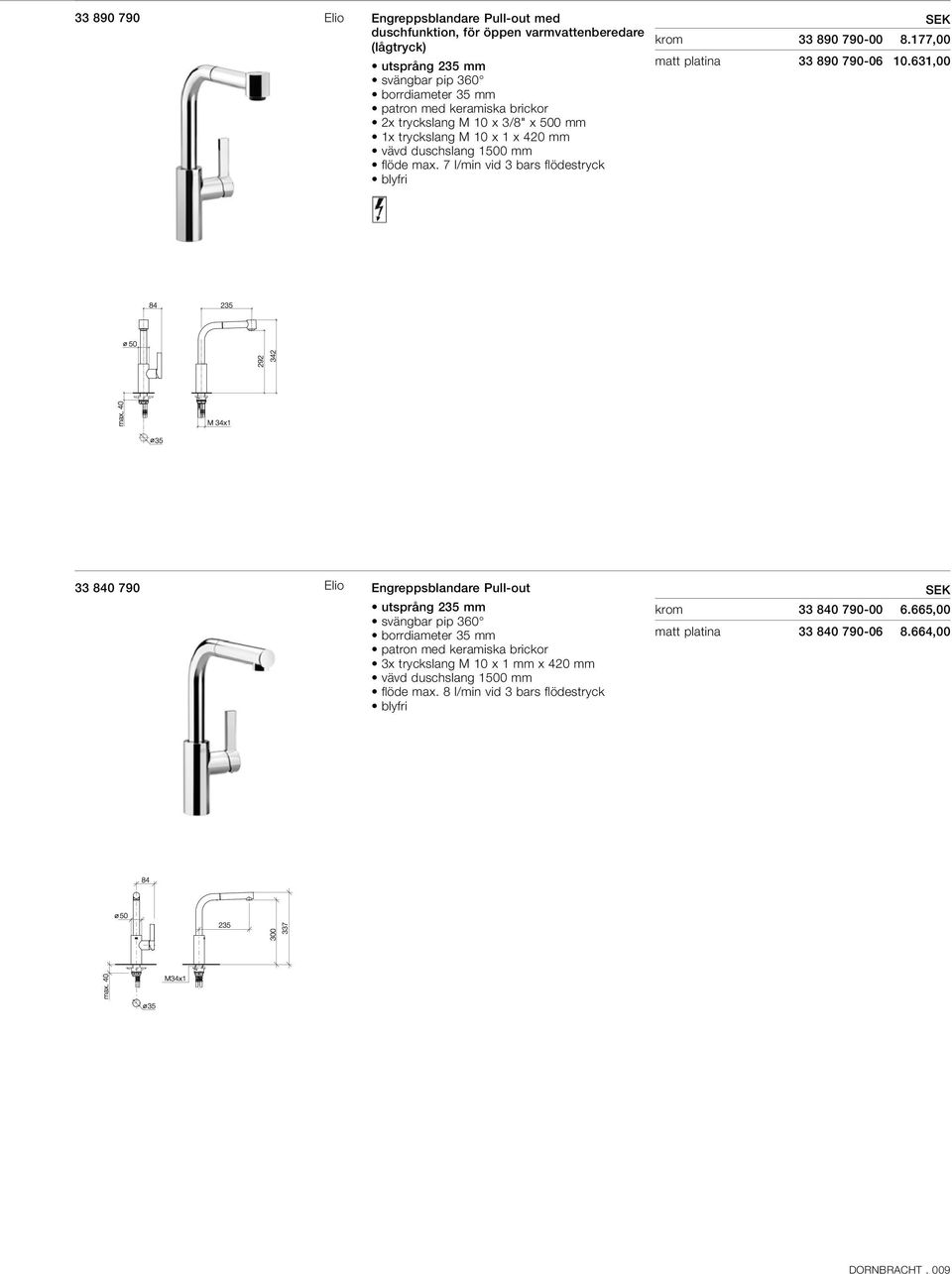 7 l/min vid 3 bars fl ödestryck krom 33 890 790-00 8.177,00 matt platina 33 890 790-06 10.