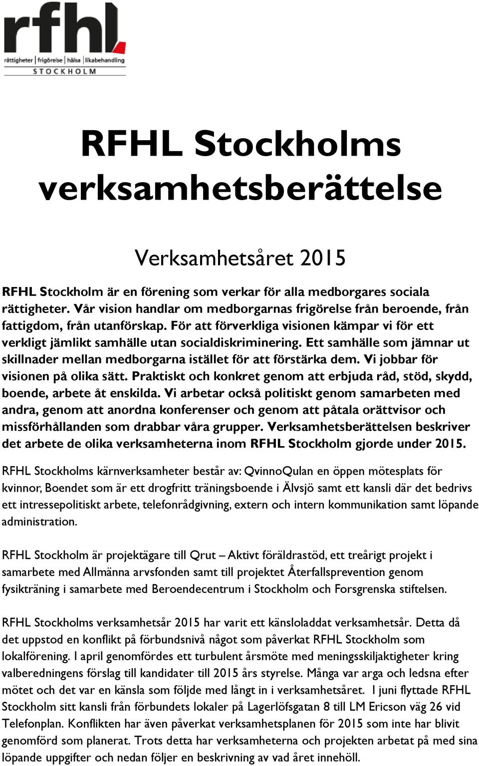 RFHL Stockholms verksamhetsberättelse - PDF Free Download