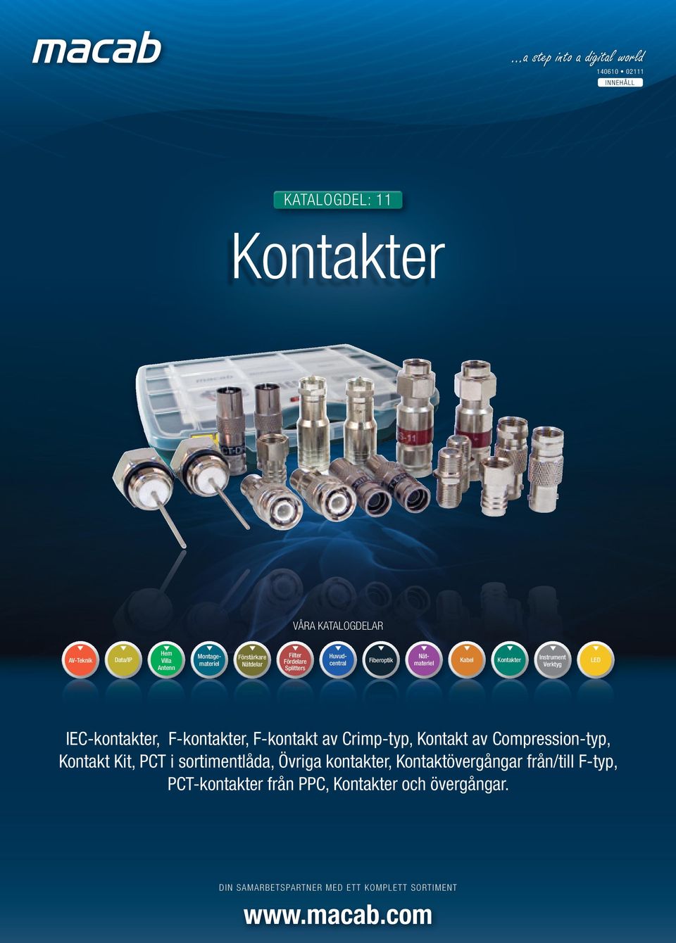 Montagemateriel Huvudcentral Nätmateriel Kabel Kontakter Instrument Verktyg LED Antenn Splitters AV-Teknik Data/IP Fiberoptik Kabel Kontakter LED IEC-kontakter, F-kontakter,