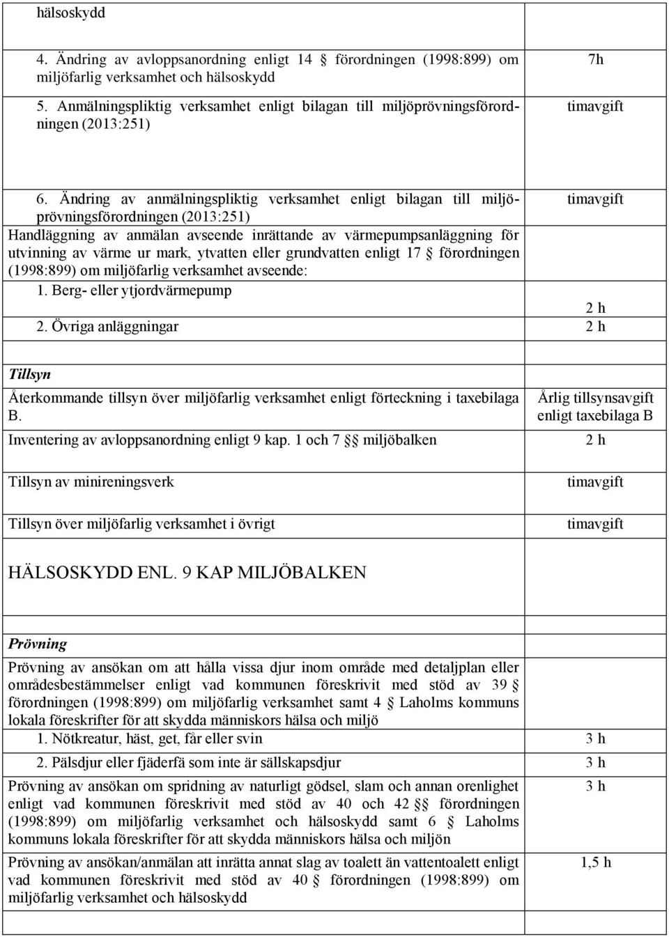 Ändring av anmälningspliktig verksamhet enligt bilagan till miljöprövningsförordningen (13:251) Handläggning av anmälan avseende inrättande av värmepumpsanläggning för utvinning av värme ur mark,