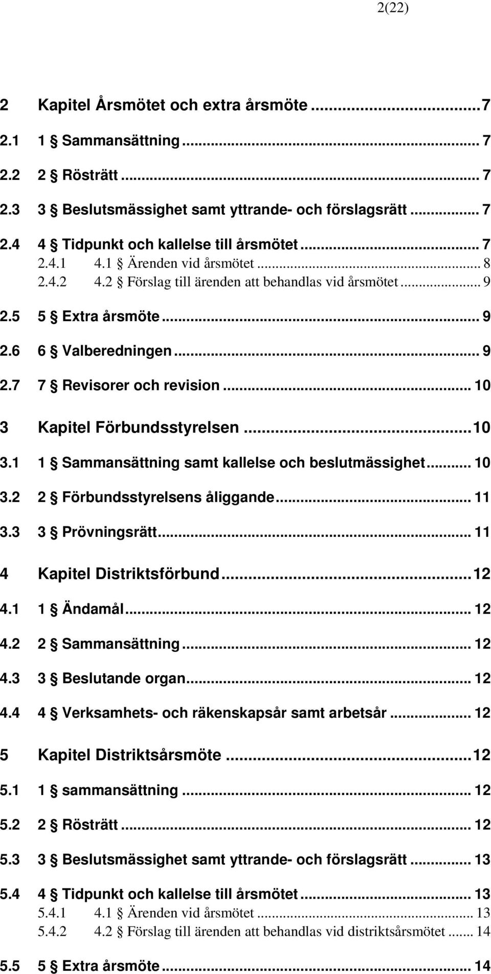 .. 10 3 Kapitel Förbundsstyrelsen... 10 3.1 1 Sammansättning samt kallelse och beslutmässighet... 10 3.2 2 Förbundsstyrelsens åliggande... 11 3.3 3 Prövningsrätt... 11 4 Kapitel Distriktsförbund.