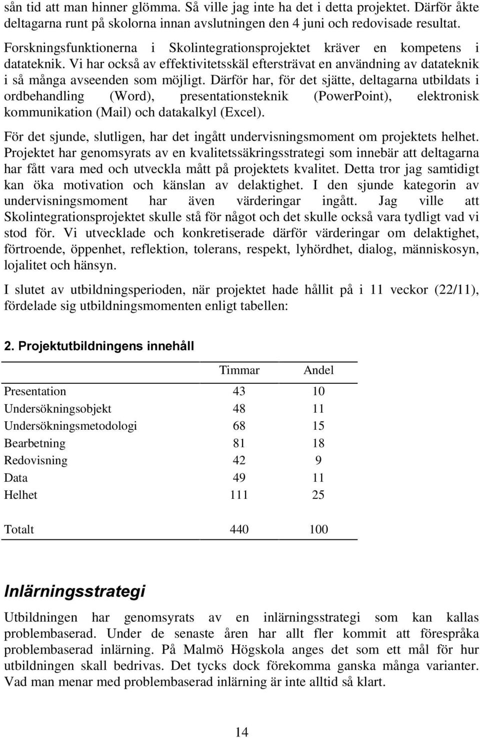 Därför har, för det sjätte, deltagarna utbildats i ordbehandling (Word), presentationsteknik (PowerPoint), elektronisk kommunikation (Mail) och datakalkyl (Excel).