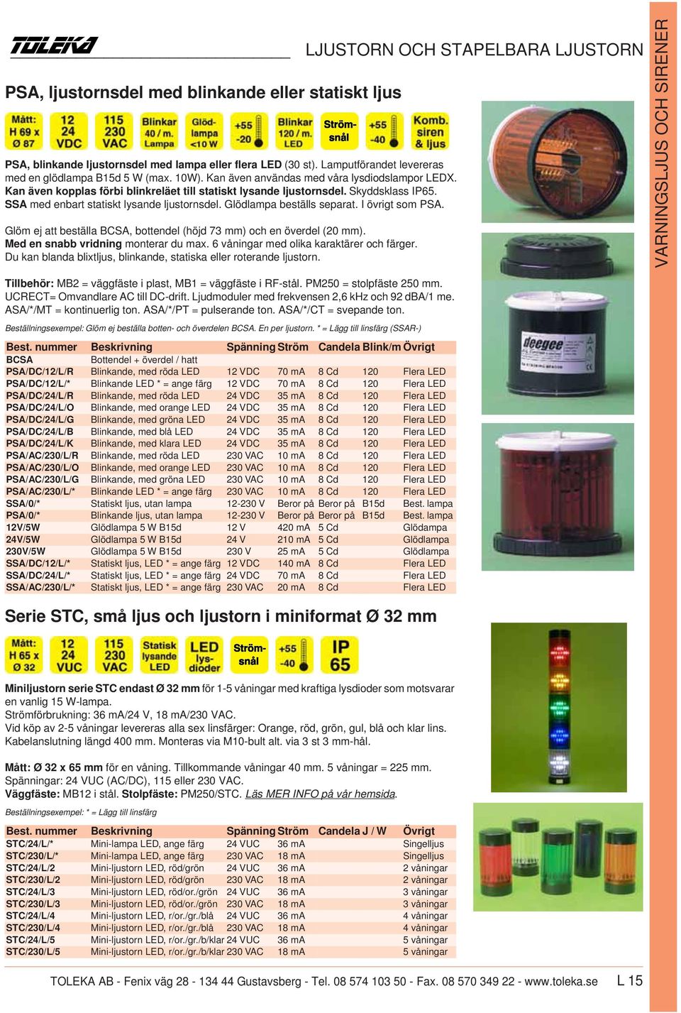 SSA med enbart statiskt lysande ljustornsdel. Glödlampa beställs separat. I övrigt som PSA. Glöm ej att beställa BCSA, bottendel (höjd 73 mm) och en överdel (20 mm).