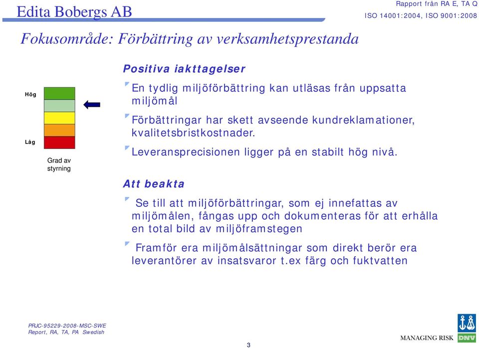 Leveransprecisionen ligger på en stabilt hög nivå.