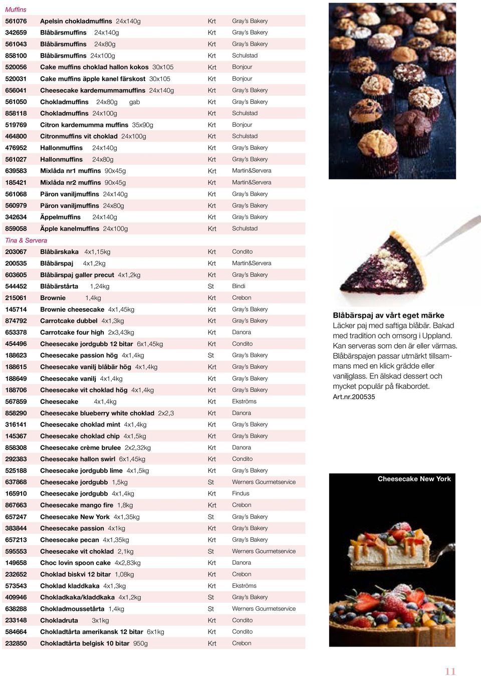 Chokladmuffins 24x80g gab Krt Gray s Bakery 858118 Chokladmuffins 24x100g Krt Schulstad 519769 Citron kardemumma muffins 35x90g Krt Bonjour 464800 Citronmuffins vit choklad 24x100g Krt Schulstad