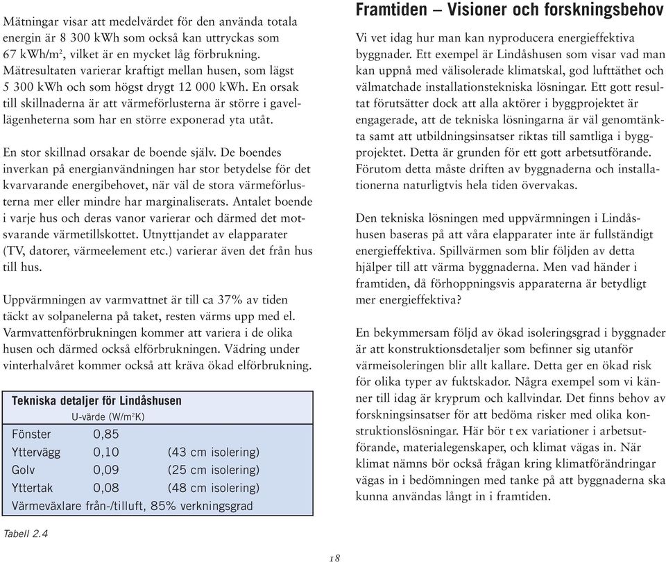 En orsak till skillnaderna är att värmeförlusterna är större i gavellägenheterna som har en större exponerad yta utåt. En stor skillnad orsakar de boende själv.