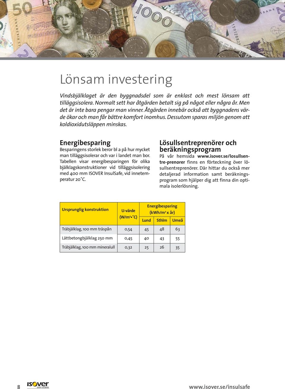 Energibesparing Besparingens storlek beror bl a på hur mycket man tilläggsisolerar och var i landet man bor.