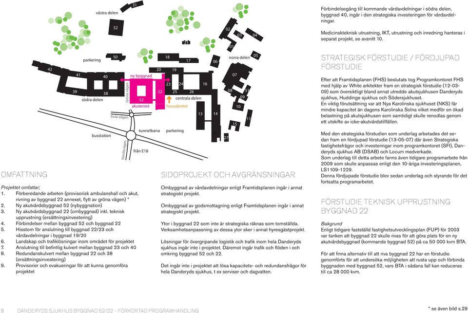 Hisstorn för anslutning till byggnad 22/23 och vårdavdelningar i byggnad 19/20 6. Landskap och trafi klösningar inom området för projektet 7.