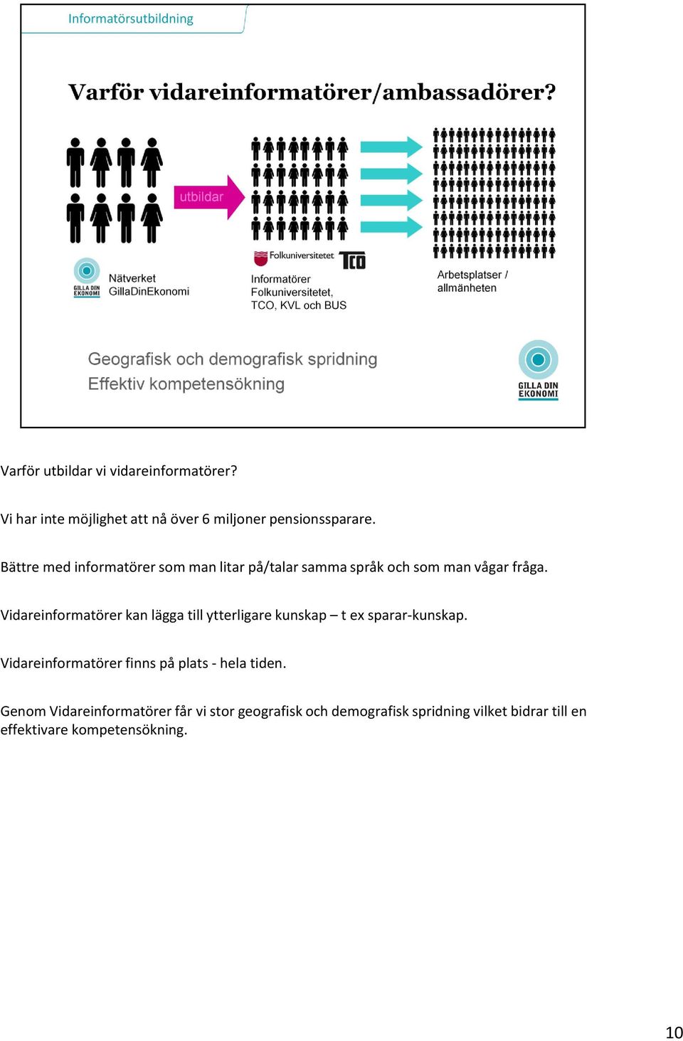 Vidareinformatörer kan lägga till ytterligare kunskap t ex sparar-kunskap.