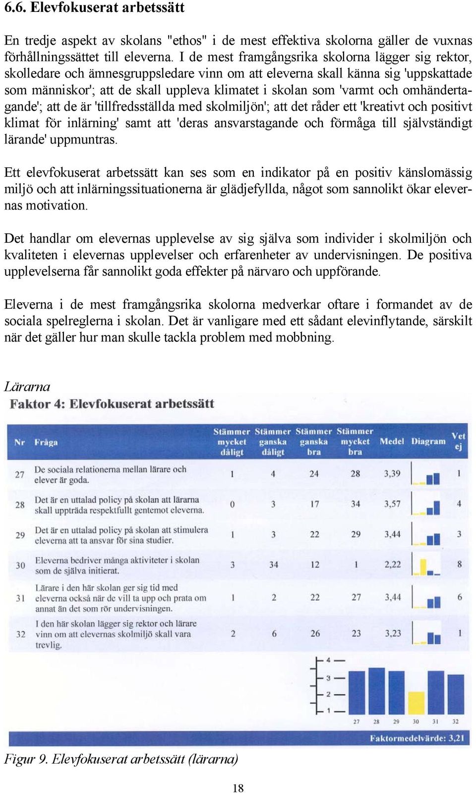 'varmt och omhändertagande'; att de är 'tillfredsställda med skolmiljön'; att det råder ett 'kreativt och positivt klimat för inlärning' samt att 'deras ansvarstagande och förmåga till självständigt