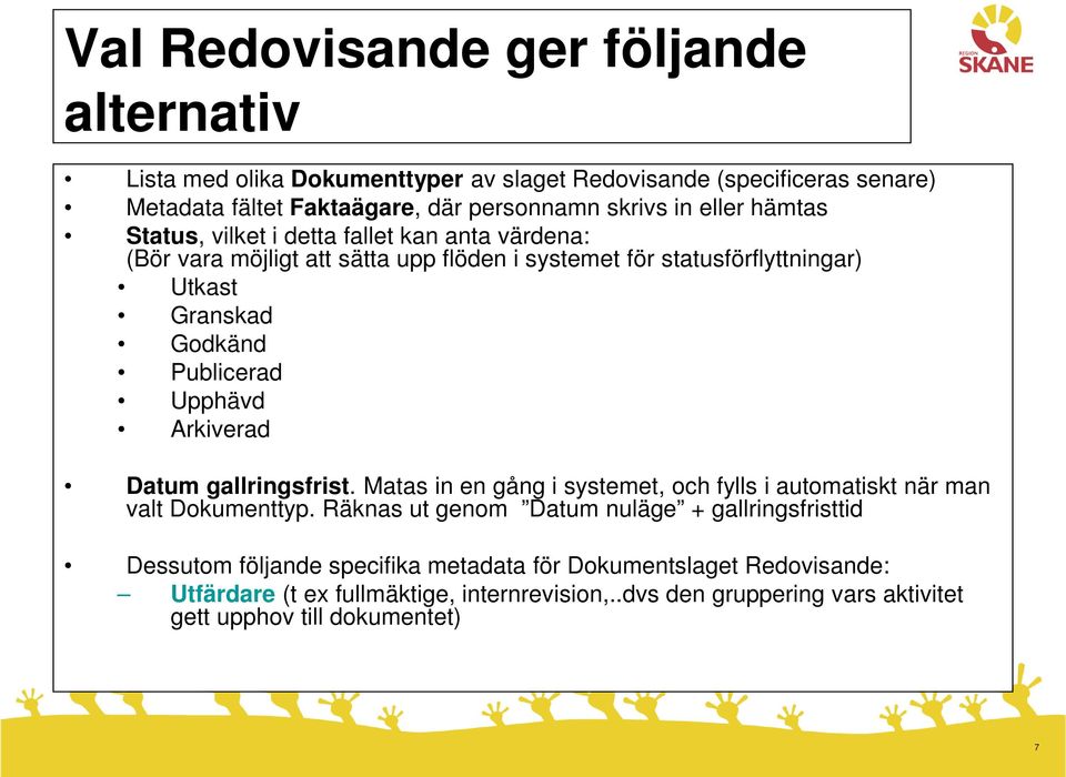 Upphävd Arkiverad Datum gallringsfrist. Matas in en gång i systemet, och fylls i automatiskt när man valt Dokumenttyp.