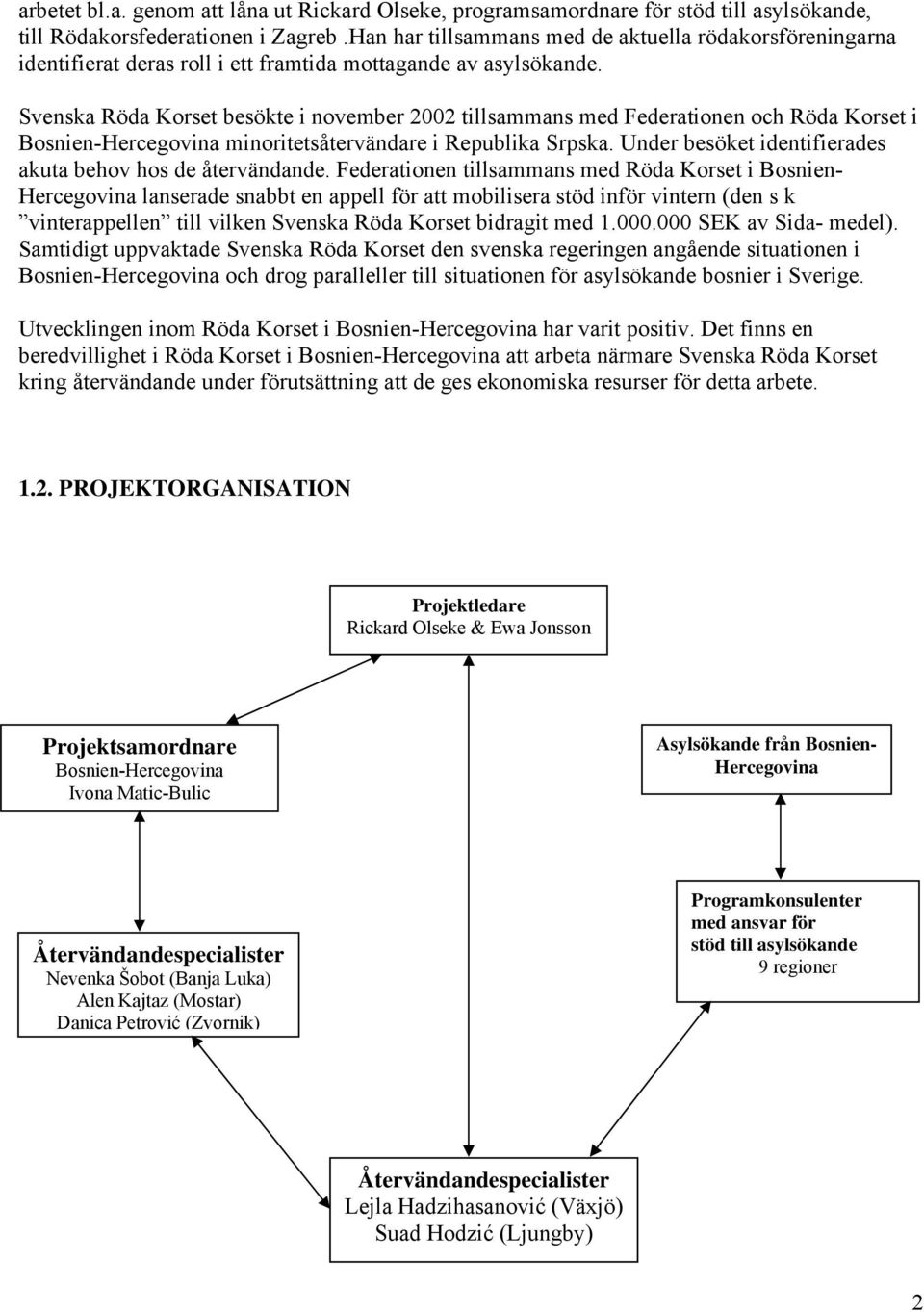 Svenska Röda Korset besökte i november 2002 tillsammans med Federationen och Röda Korset i Bosnien-Hercegovina minoritetsåtervändare i Republika Srpska.