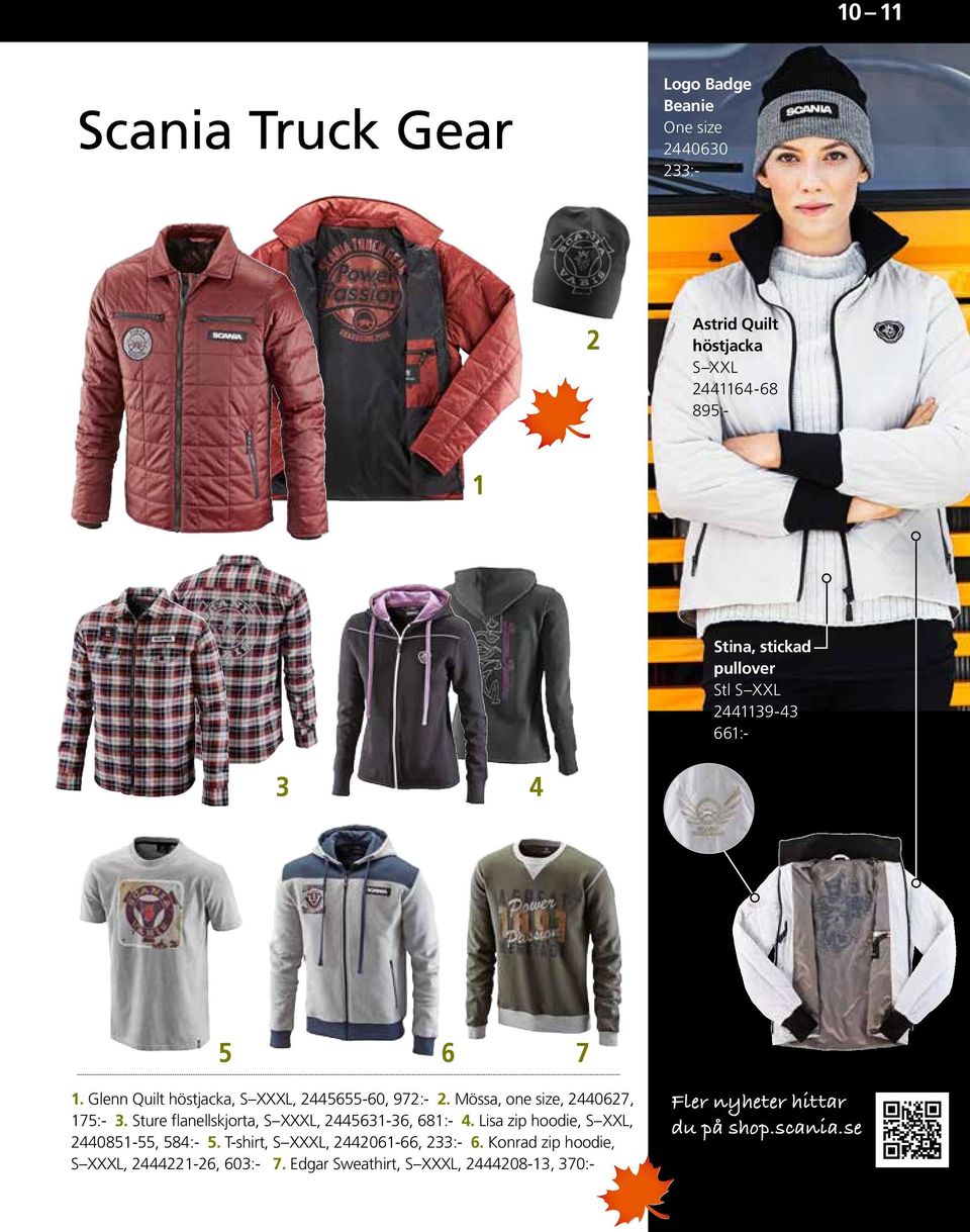 Mössa, one size, 2440627, 175:- 3. Sture flanellskjorta, S XXXL, 2445631-36, 681:- 4. Lisa zip hoodie, S XXL, 2440851-55, 584:- 5.