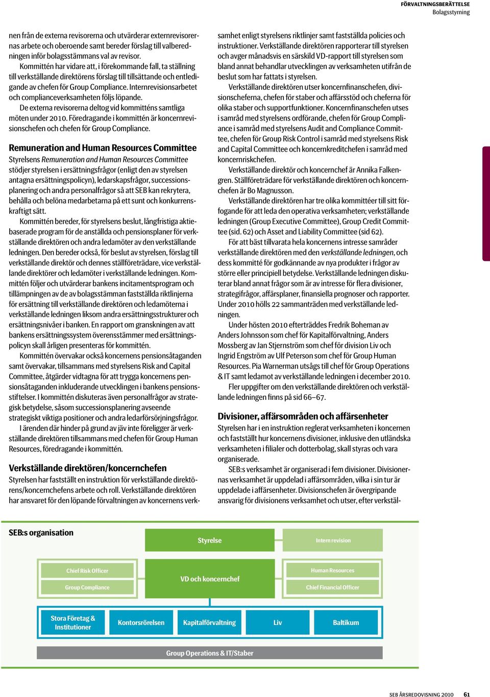 Internrevisionsarbetet och complianceverksamheten följs löpande. De externa revisorerna deltog vid kommitténs samtliga möten under 21.