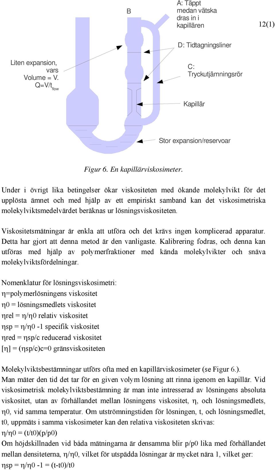 Under i övrigt lika betingelser ökar viskositeten med ökande molekylvikt för det upplösta ämnet och med hjälp av ett empiriskt samband kan det viskosimetriska molekylviktsmedelvärdet beräknas ur