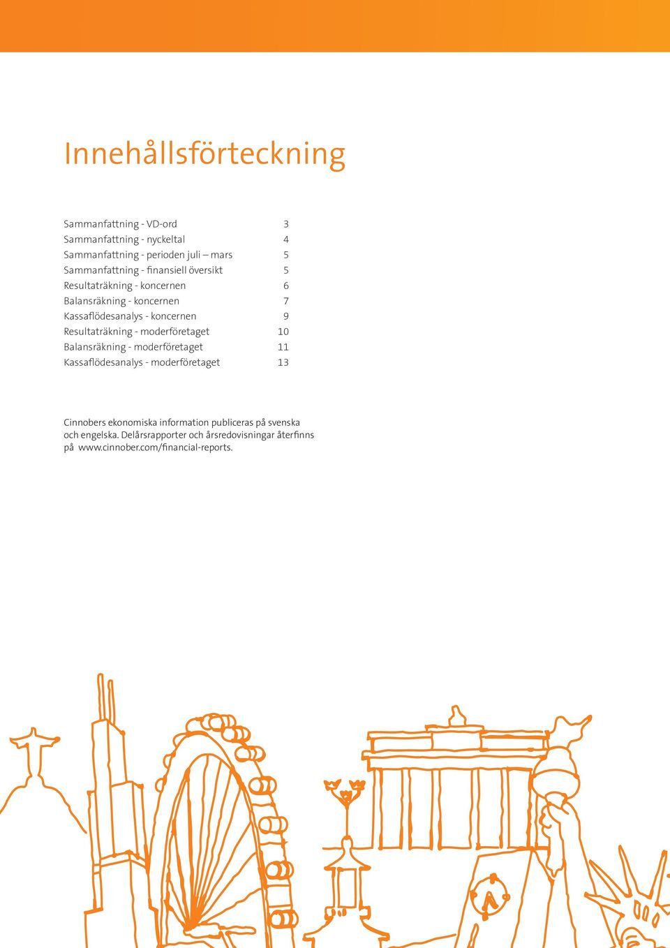 moderföretaget 10 Balansräkning - moderföretaget 11 Kassaflödesanalys - moderföretaget 13 Cinnobers ekonomiska information publiceras