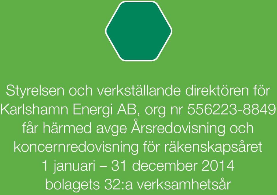 Årsredovisning och koncernredovisning för räkenskapsåret 1