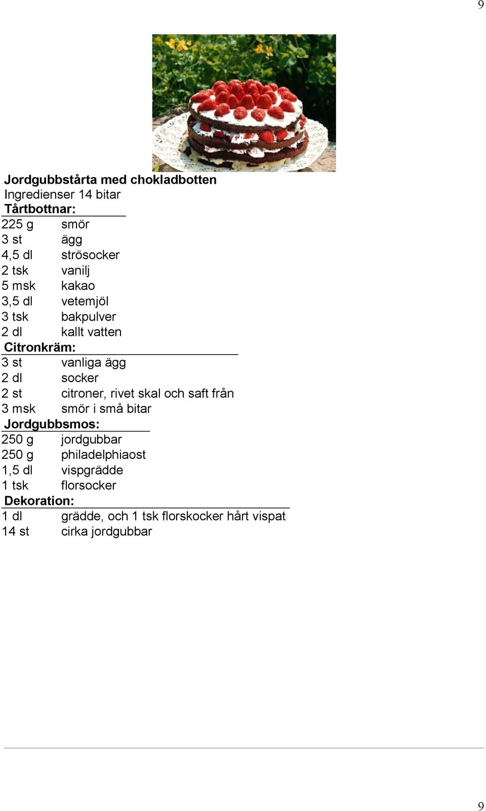 citroner, rivet skal och saft från 3 msk smör i små bitar Jordgubbsmos: 250 g jordgubbar 250 g philadelphiaost 1,5