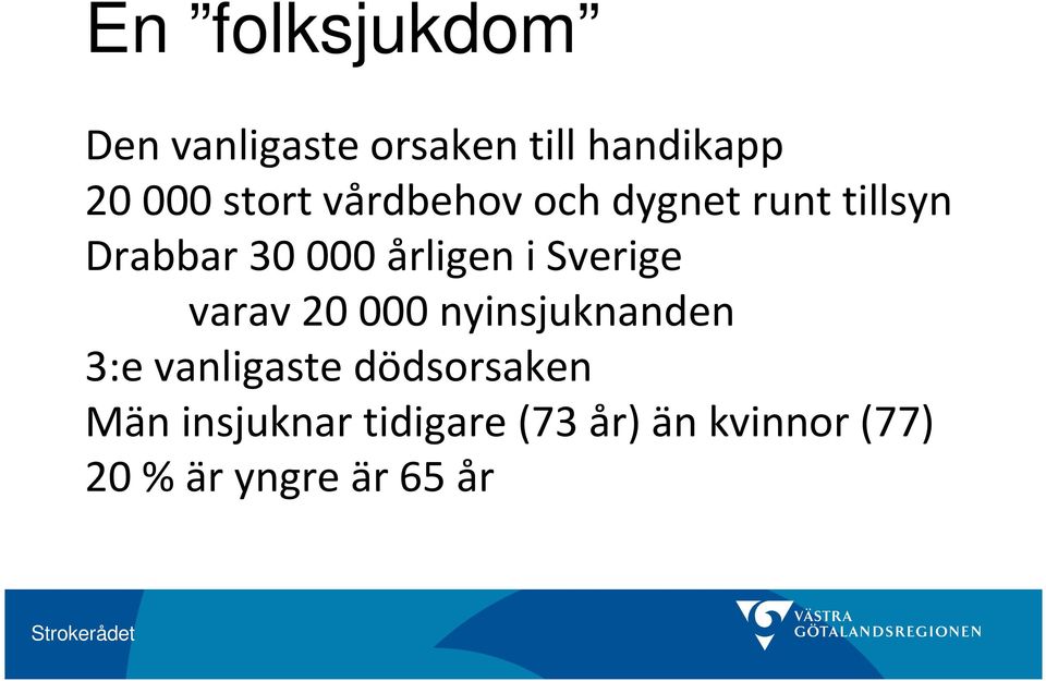 Sverige varav 20 000 nyinsjuknanden 3:e vanligaste dödsorsaken