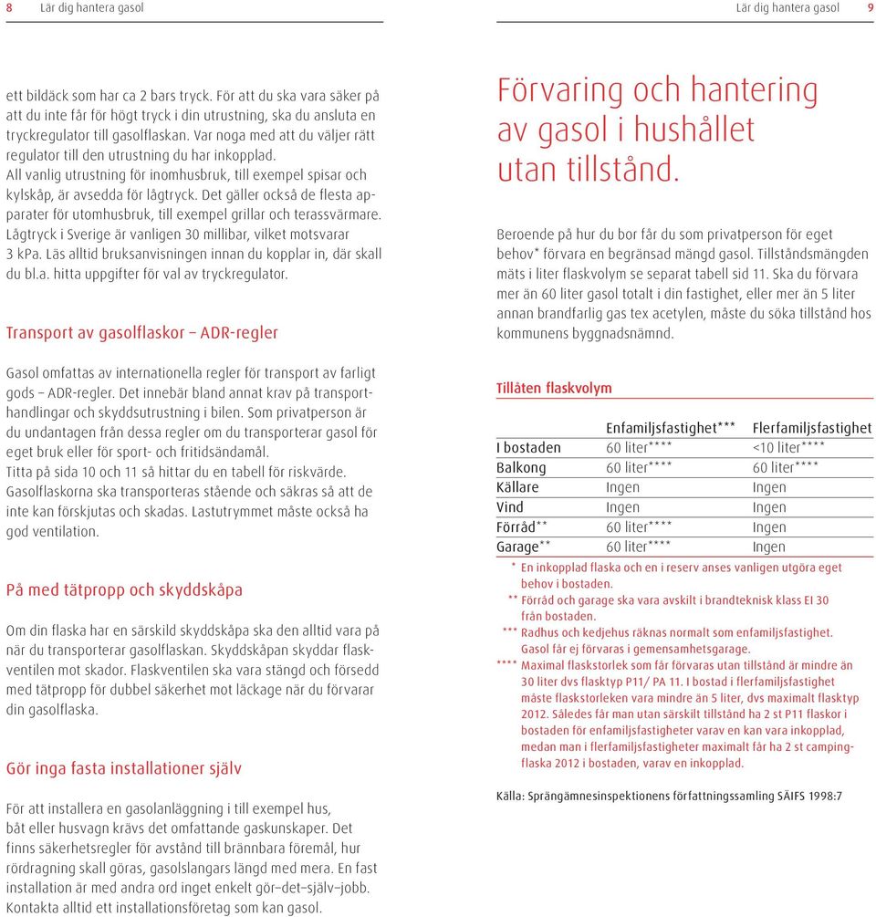 Var noga med att du väljer rätt regulator till den utrustning du har inkopplad. All vanlig utrustning för inomhusbruk, till exempel spisar och kylskåp, är avsedda för lågtryck.