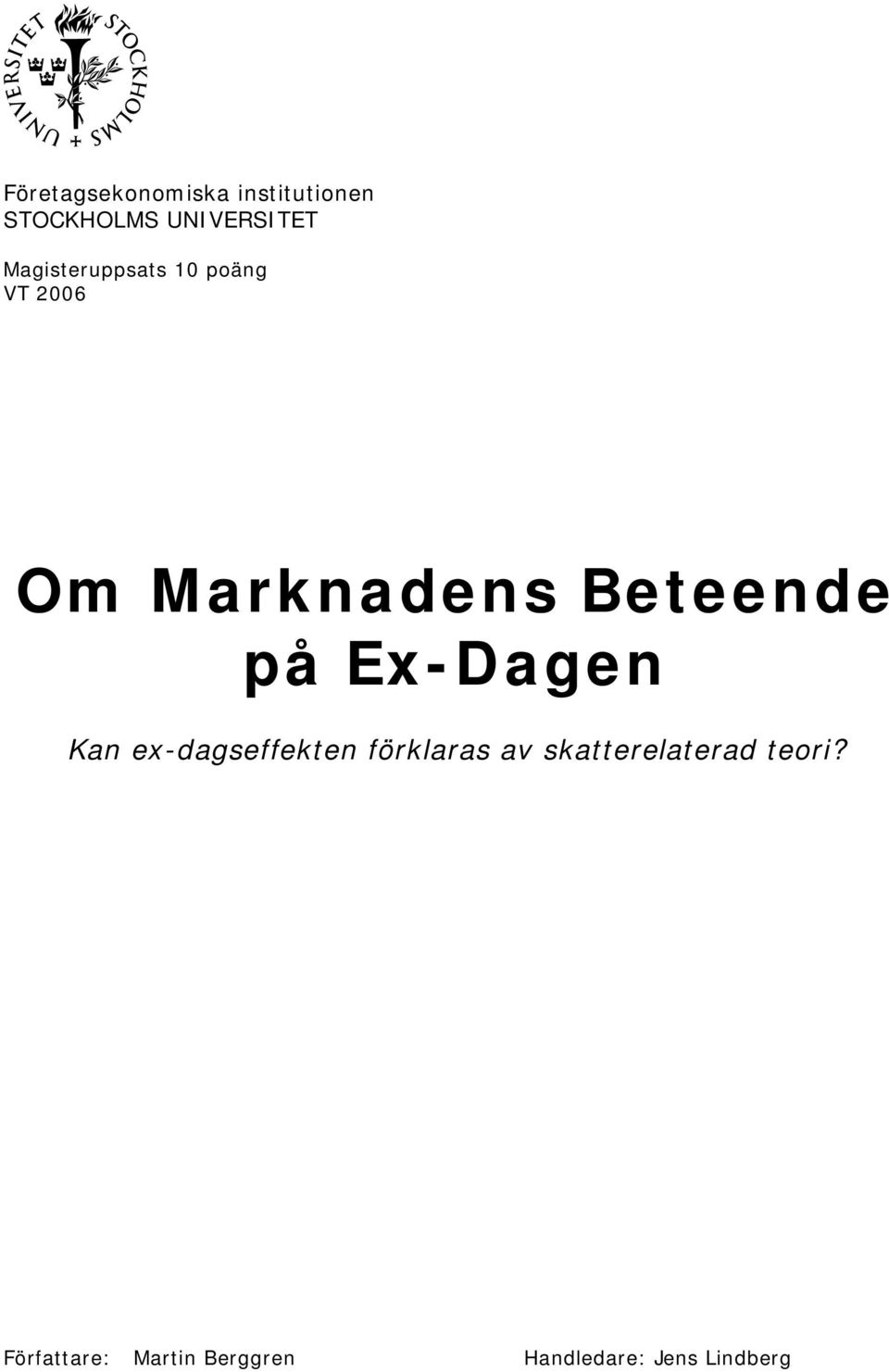 Ex-Dagen Kan ex-dagseffekten förklaras av skatterelaterad