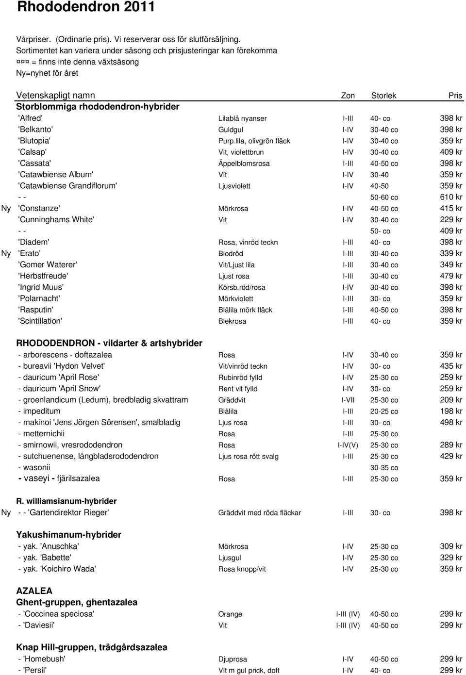 Lilablå nyanser I-III 40- co 398 kr 'Belkanto' Guldgul I-IV 30-40 co 398 kr 'Blutopia' Purp.