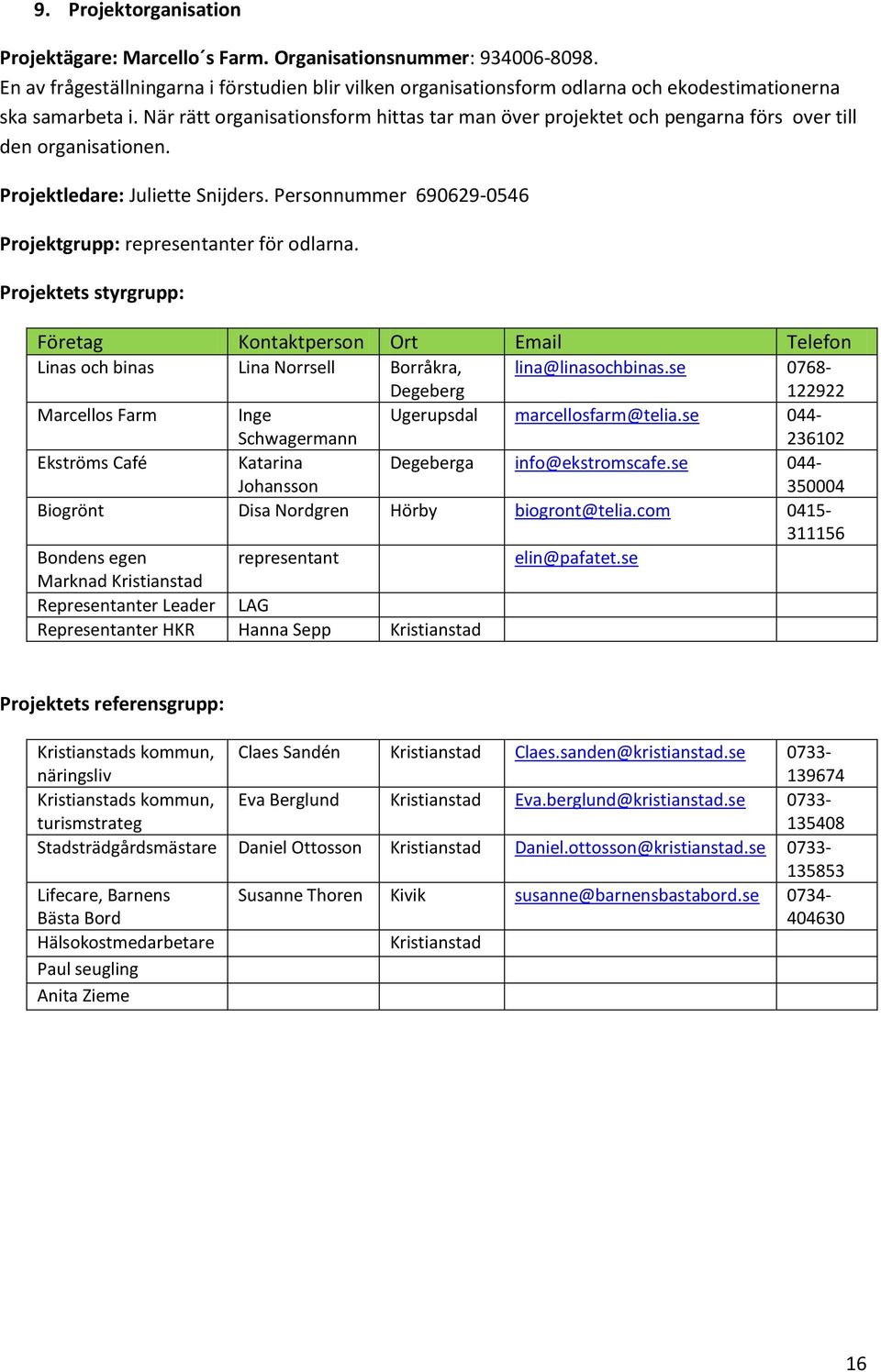 När rätt organisationsform hittas tar man över projektet och pengarna förs over till den organisationen. Projektledare: Juliette Snijders.