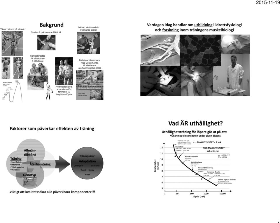 800m 17 år 800m 16 år 800m 26 år 1500m 3,37 Friidrottstränare & kompetensstöd för medel- & långdistanslöpare Faktorer som påverkar effekten av träning Vad ÄR uthållighet?