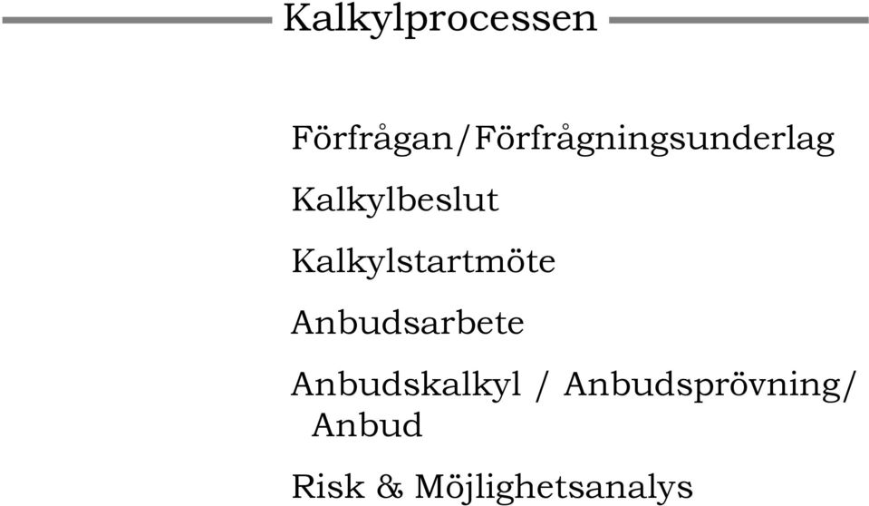 Kalkylbeslut Kalkylstartmöte