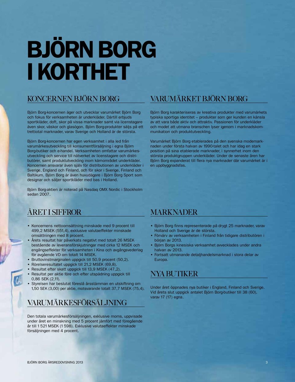 Björn Borg-produkter säljs på ett trettiotal marknader, varav Sverige och Holland är de största.