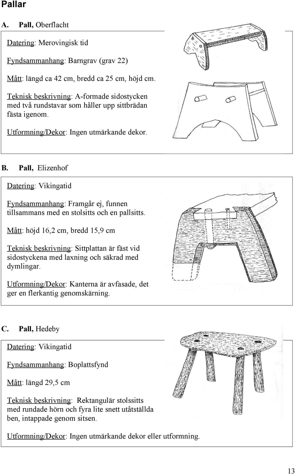 Pall, Elizenhof Datering: Vikingatid Fyndsammanhang: Framgår ej, funnen tillsammans med en stolsitts och en pallsitts.