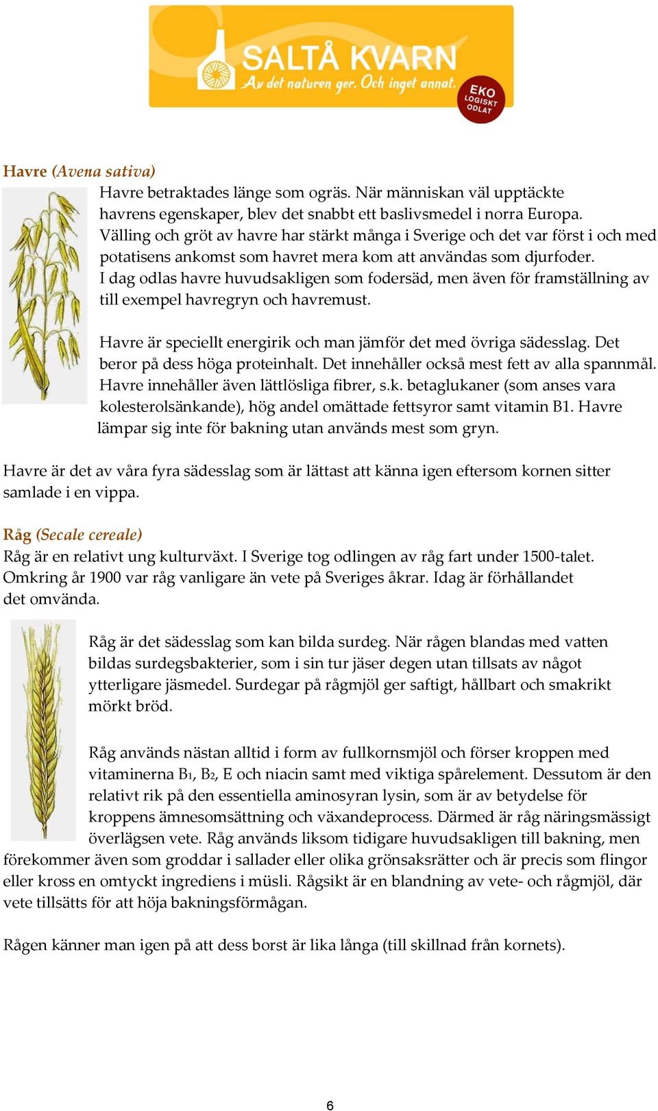 I dag odlas havre huvudsakligen som fodersäd, men även för framställning av till exempel havregryn och havremust. Havre är speciellt energirik och man jämför det med övriga sädesslag.