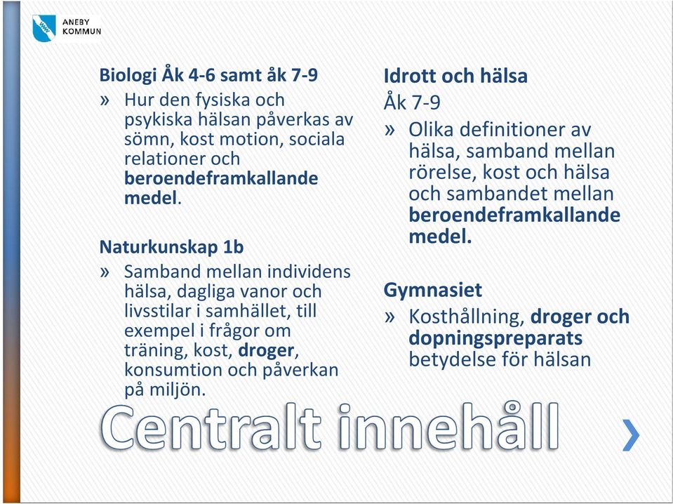 Naturkunskap 1b Samband mellan individens hälsa, dagliga vanor och livsstilar i samhället, till exempel i frågor om träning, kost,