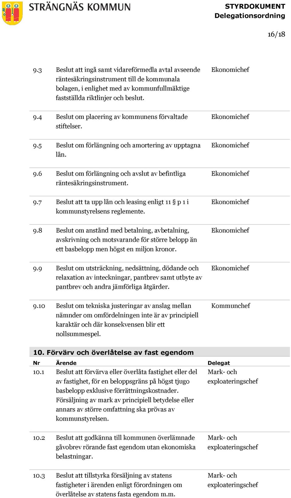 9.8 Beslut om anstånd med betalning, avbetalning, avskrivning och motsvarande för större belopp än ett basbelopp men högst en miljon kronor. 9.