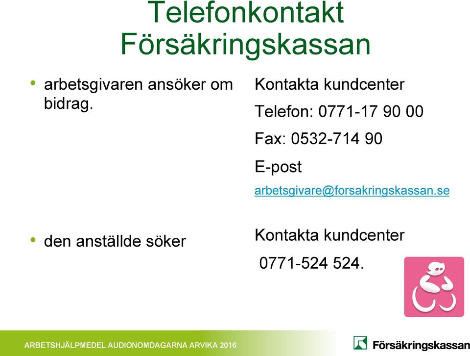 Kontakta kundcenter Telefon: 0771-17 90 00 Fax: