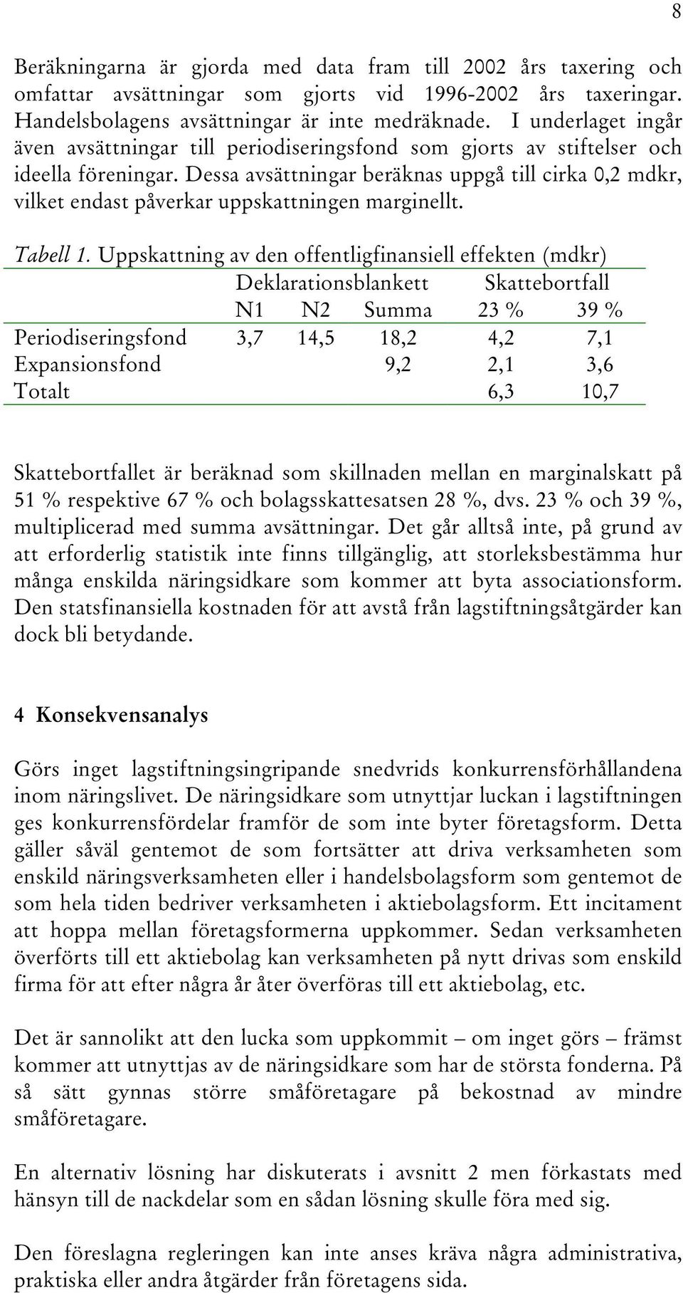 Dessa avsättningar beräknas uppgå till cirka 0,2 mdkr, vilket endast påverkar uppskattningen marginellt. Tabell 1.