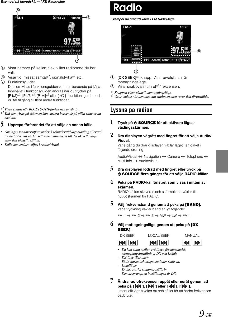 Innehållet i funktionsguiden ändras när du trycker på [P1/2]* 2, [P1/3]* 2, [P1/4]* 2 eller [ ] i funktionsguiden och du får tillgång till flera andra funktioner.