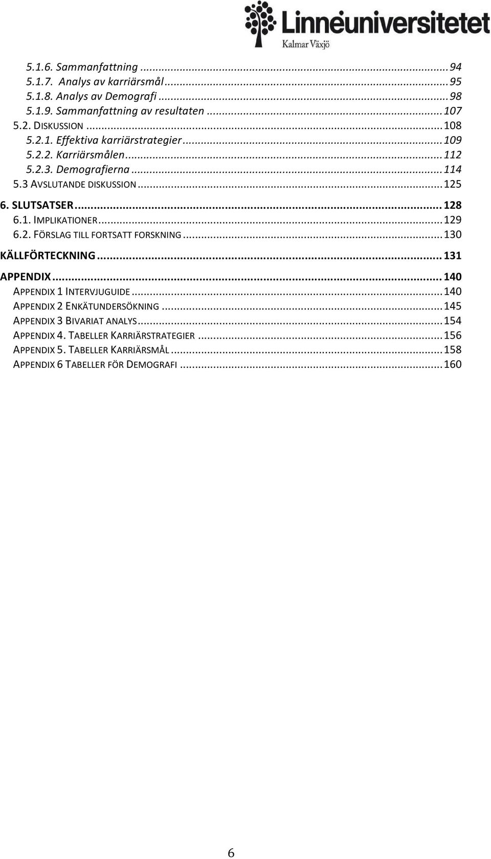 .. 129 6.2. FÖRSLAG TILL FORTSATT FORSKNING... 130 KÄLLFÖRTECKNING... 131 APPENDIX... 140 APPENDIX 1 INTERVJUGUIDE... 140 APPENDIX 2 ENKÄTUNDERSÖKNING.